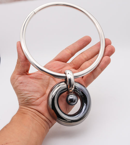 Takashi Wada Torque Geometric Necklace In Blackened Polished .925 Sterling Silver