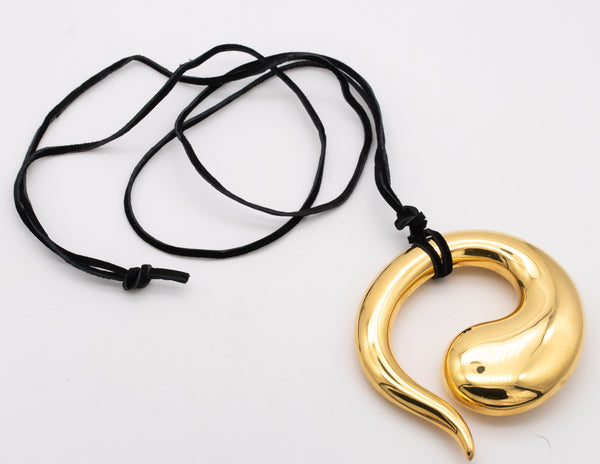 TIFFANY & CO. 1981 BY ELSA PERETTI 18 KT VERMEIL ETERNAL CIRCLE PENDANT NECKLACE