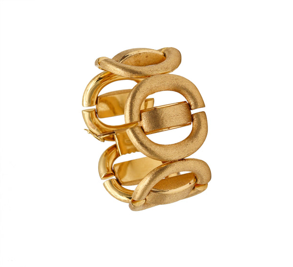 Modernist 1970 Geometric Bold Bracelet In Brushed 18Kt Yellow Gold