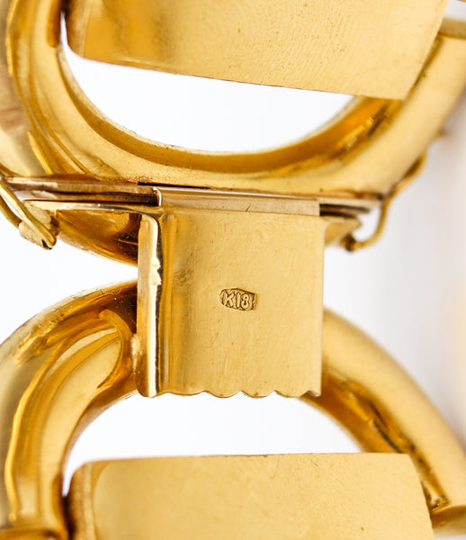 Modernist 1970 Geometric Bold Bracelet In Brushed 18Kt Yellow Gold