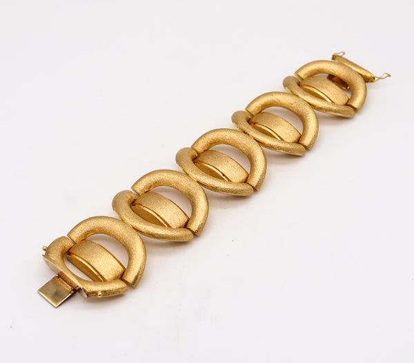 Modernist 1970 Geometric Bold Bracelet In Brushed 18Kt Yellow Gold