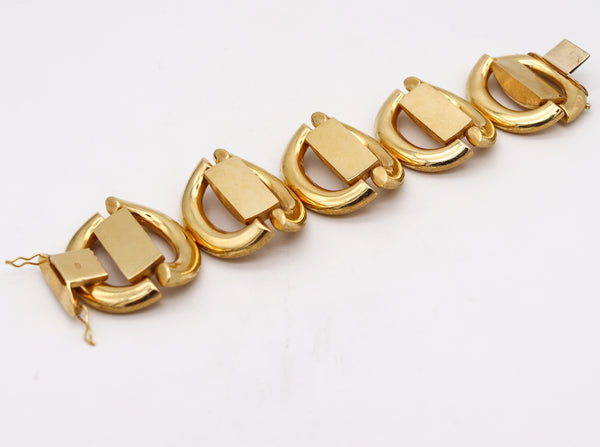 Modernist 1970 Geometric Bold Bracelet In Brushed 18Kt Yellow Gold