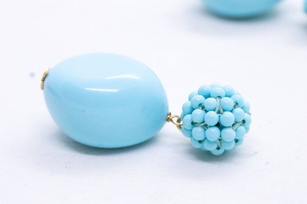 RAJOLA 18 KT GOLD BLUE TURQUOISE EARRINGS