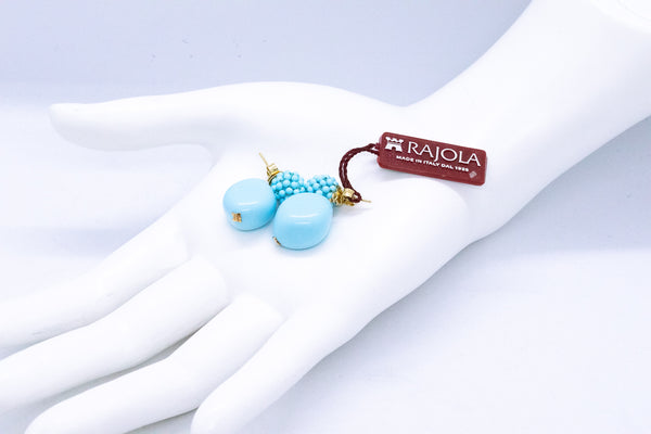 RAJOLA 18 KT GOLD BLUE TURQUOISE EARRINGS