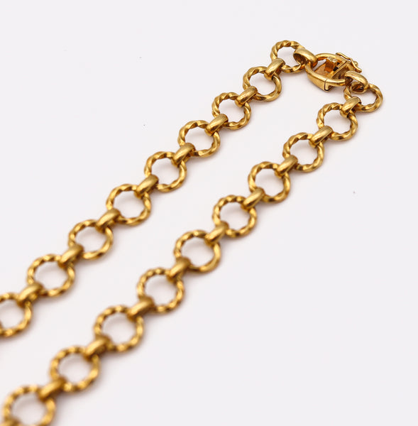 European 1970 Modernist Necklace In 18Kt Gold With 176.25 Ctw In Rhodochrosite And Diamonds