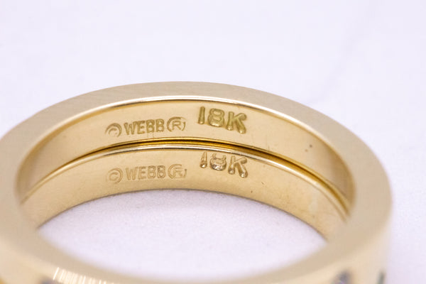 DAVID WEBB 18 KT RINGS DUO WITH EMERALDS & DIAMONDS