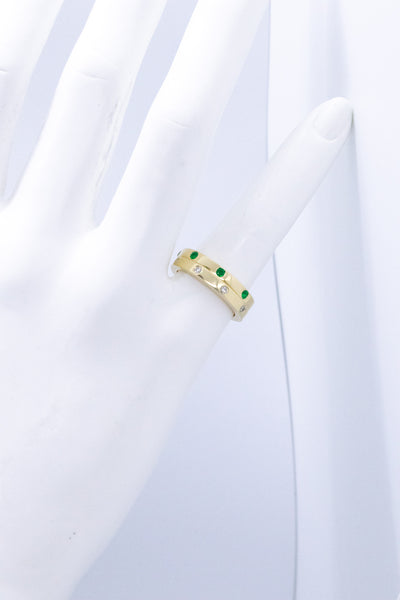DAVID WEBB 18 KT RINGS DUO WITH EMERALDS & DIAMONDS