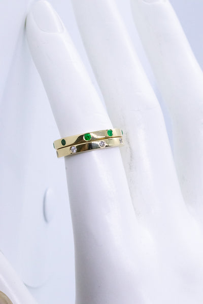 DAVID WEBB 18 KT RINGS DUO WITH EMERALDS & DIAMONDS