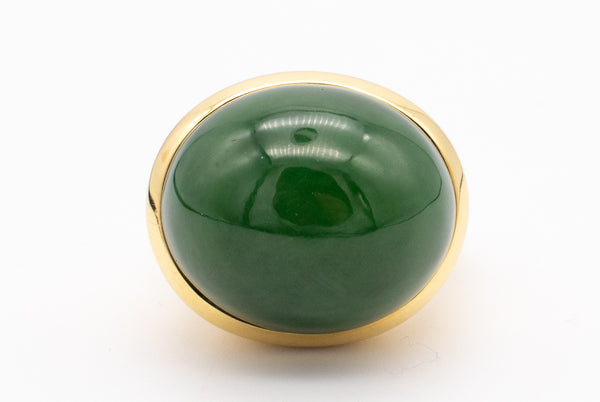 TIFFANY & CO. 1990 BY ELSA PERETTI 18 KT GOLD RING WITH GREEN JADEITE JADE