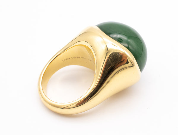 TIFFANY & CO. 1990 BY ELSA PERETTI 18 KT GOLD RING WITH GREEN JADEITE JADE