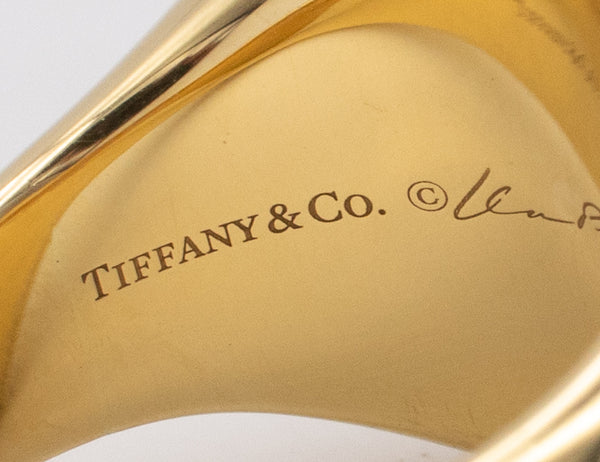 TIFFANY & CO. 1990 BY ELSA PERETTI 18 KT GOLD RING WITH GREEN JADEITE JADE