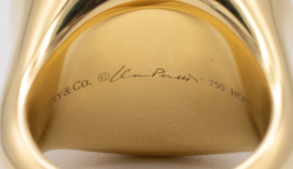 TIFFANY & CO. 1990 BY ELSA PERETTI 18 KT GOLD RING WITH GREEN JADEITE JADE