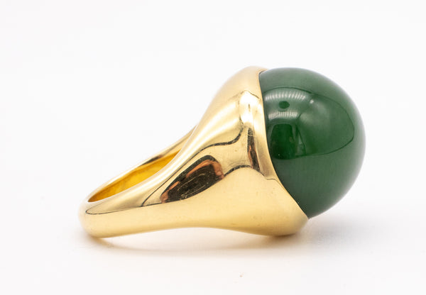 TIFFANY & CO. 1990 BY ELSA PERETTI 18 KT GOLD RING WITH GREEN JADEITE JADE