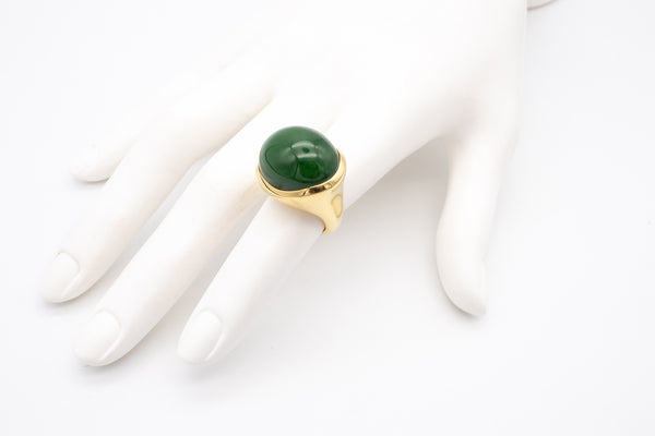 TIFFANY & CO. 1990 BY ELSA PERETTI 18 KT GOLD RING WITH GREEN JADEITE JADE