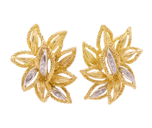 MID CENTURY ITALIAN 18 KT GOLD EARRINGS WITH DIAMONDS