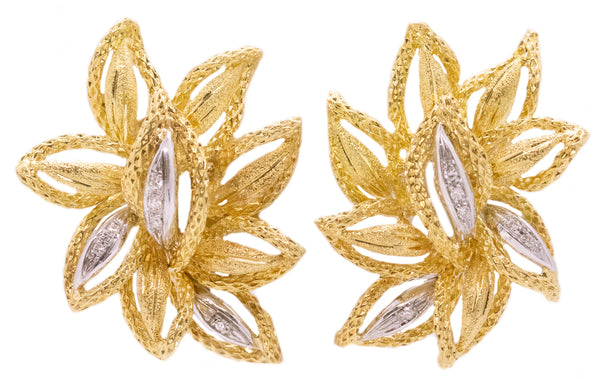MID CENTURY ITALIAN 18 KT GOLD EARRINGS WITH DIAMONDS
