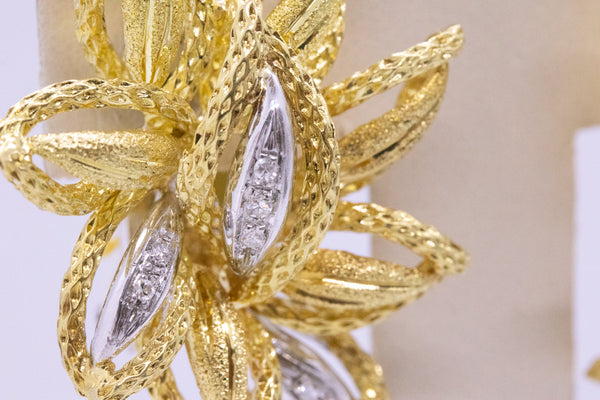 MID CENTURY ITALIAN 18 KT GOLD EARRINGS WITH DIAMONDS