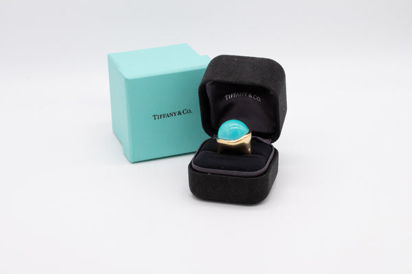 TIFFANY & CO. BY ELSA PERETTI 18 KT YELLOW GOLD RING WITH 25 CARATS TURQUOISE