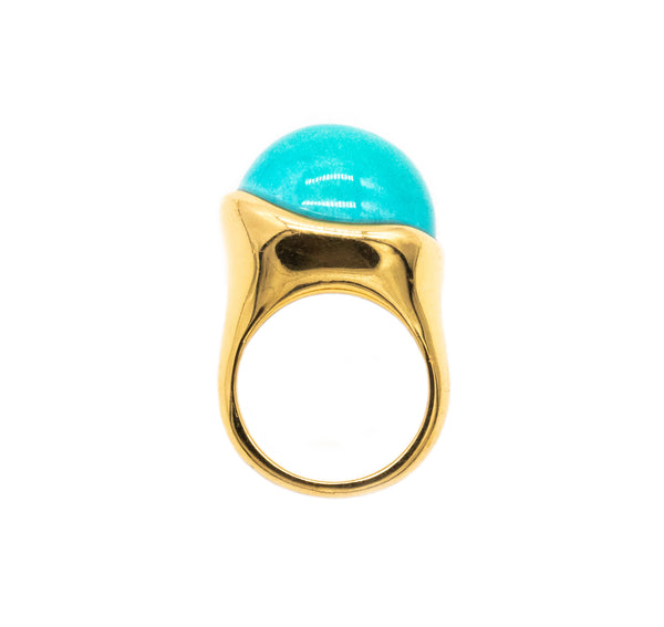 TIFFANY & CO. BY ELSA PERETTI 18 KT YELLOW GOLD RING WITH 25 CARATS TURQUOISE