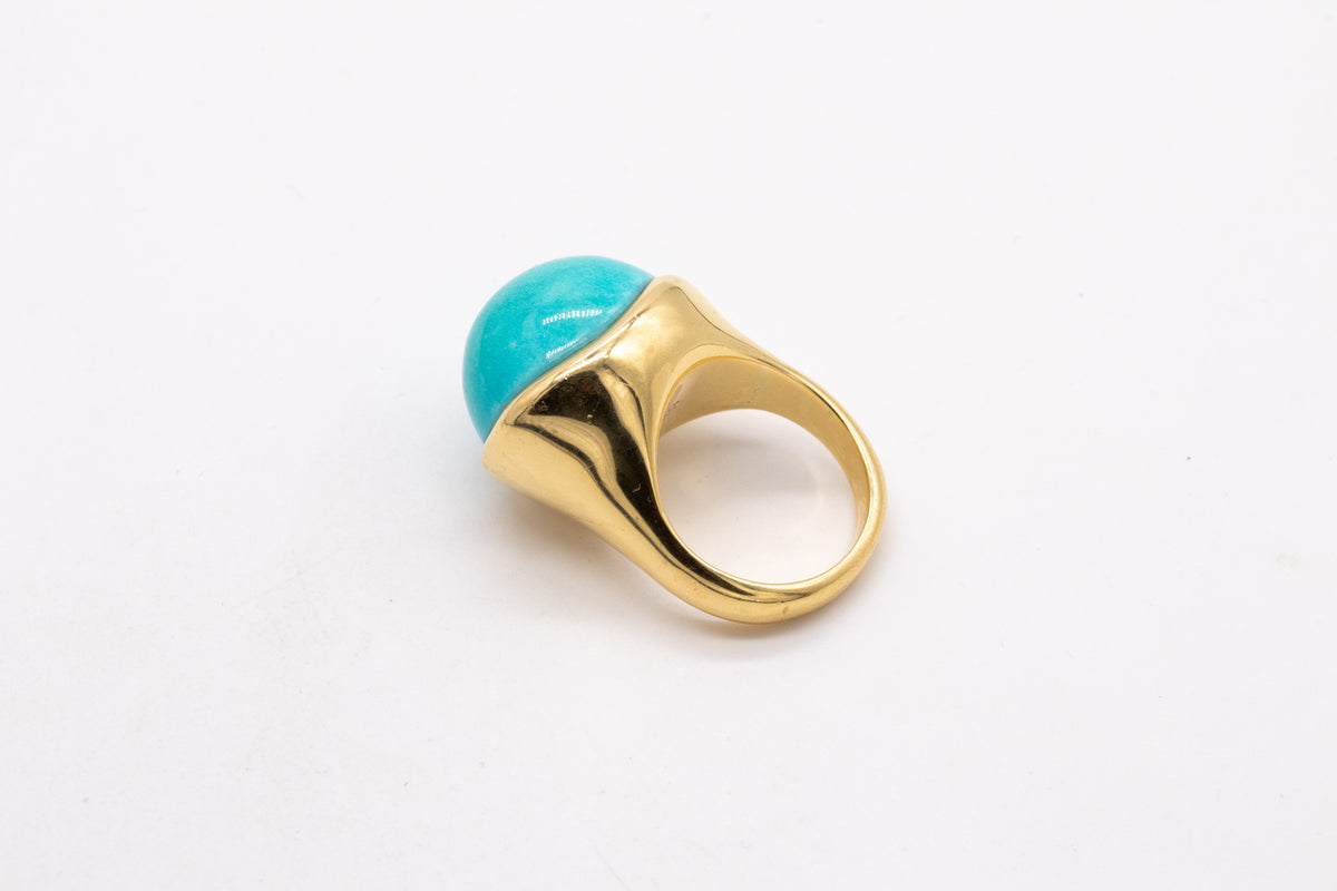 TIFFANY BY ELSA PERETTI 18 KT YELLOW GOLD RING WITH 25 CARATS  TURQUOISE
