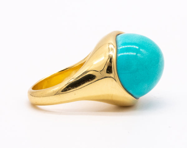 TIFFANY & CO. BY ELSA PERETTI 18 KT YELLOW GOLD RING WITH 25 CARATS TURQUOISE