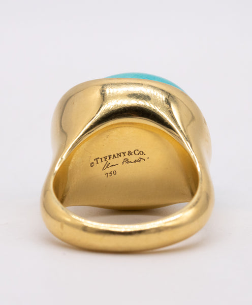 TIFFANY & CO. BY ELSA PERETTI 18 KT YELLOW GOLD RING WITH 25 CARATS TURQUOISE