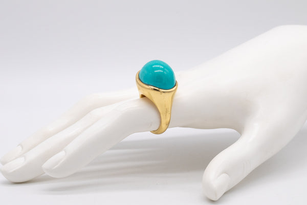 TIFFANY & CO. BY ELSA PERETTI 18 KT YELLOW GOLD RING WITH 25 CARATS TURQUOISE