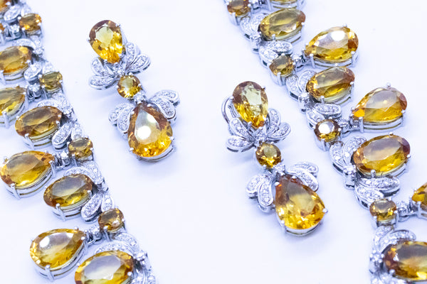 NECKLACE AND EARRINGS 18 KT SUITE WITH 308.16 Cts OF DIAMONDS & ORANGE CITRINE