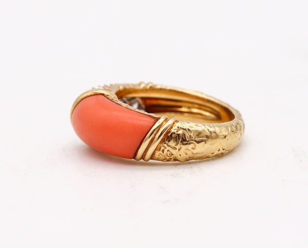 Van Cleef And Arpels 1975 Gem Set Coral Band In 18Kt Yellow Gold With VVS Diamonds