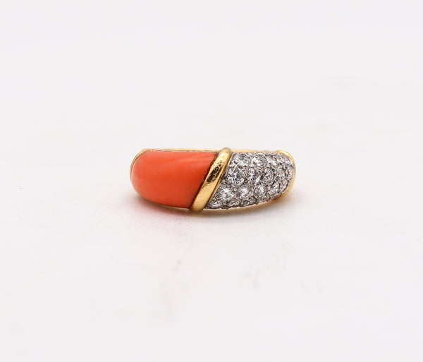 Van Cleef And Arpels 1975 Gem Set Coral Band In 18Kt Yellow Gold With VVS Diamonds