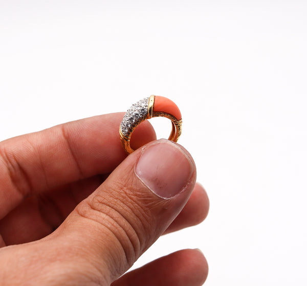 Van Cleef And Arpels 1975 Gem Set Coral Band In 18Kt Yellow Gold With VVS Diamonds