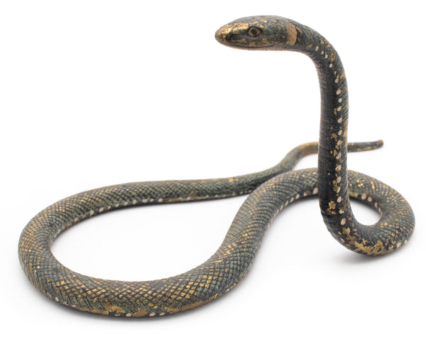 AUSTRIA 1900 FRANZ BERGMAN ART NOVEAU GILDED BRONZE COBRA SERPENT PAPER WEIGHT