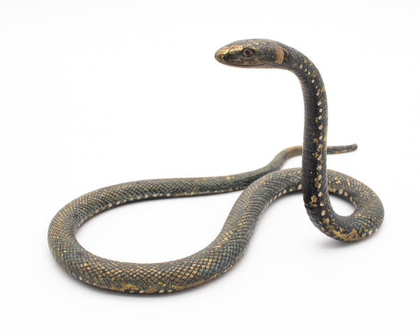 AUSTRIA 1900 FRANZ BERGMAN ART NOVEAU GILDED BRONZE COBRA SERPENT PAPER WEIGHT