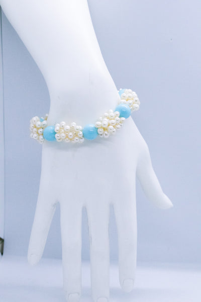 RAJOLA ITALY TURQUOISE AND PEARLS MODERN BRACELET