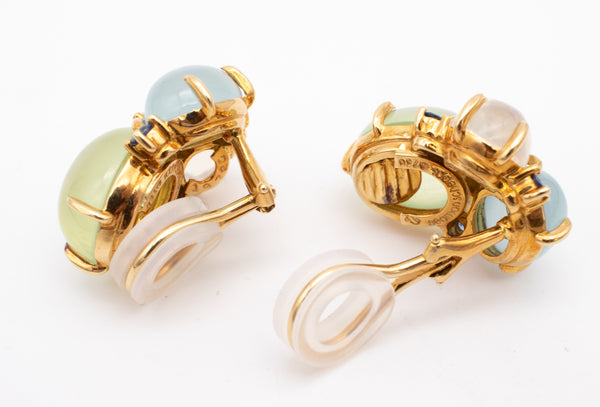 SEAMAN SCHEPPS 18 KT EARRINGS WITH 28.90 Cts OF DIAMONDS, SAPPHIRES AND GEMSTONES