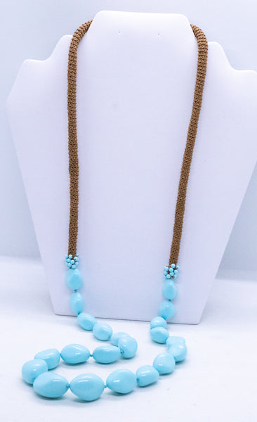 RAJOLA ITALY BLUE TURQUOISE GEMSTONES GRADUATED NECKLACE