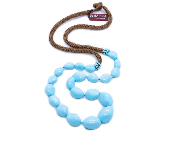 RAJOLA ITALY BLUE TURQUOISE GEMSTONES GRADUATED NECKLACE
