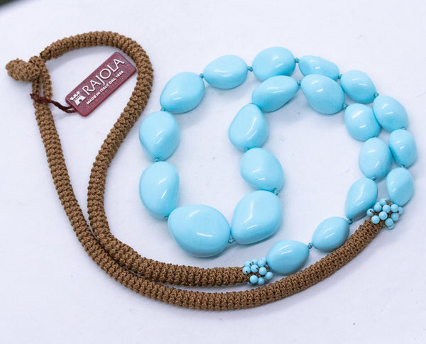 RAJOLA ITALY BLUE TURQUOISE GEMSTONES GRADUATED NECKLACE
