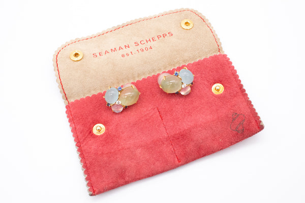 SEAMAN SCHEPPS 18 KT EARRINGS WITH 28.90 Cts OF DIAMONDS, SAPPHIRES AND GEMSTONES