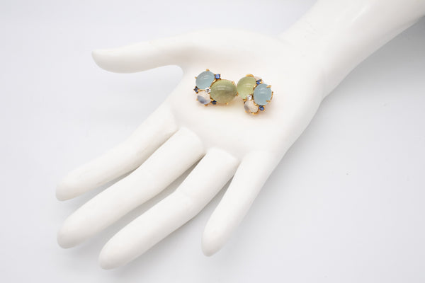SEAMAN SCHEPPS 18 KT EARRINGS WITH 28.90 Cts OF DIAMONDS, SAPPHIRES AND GEMSTONES
