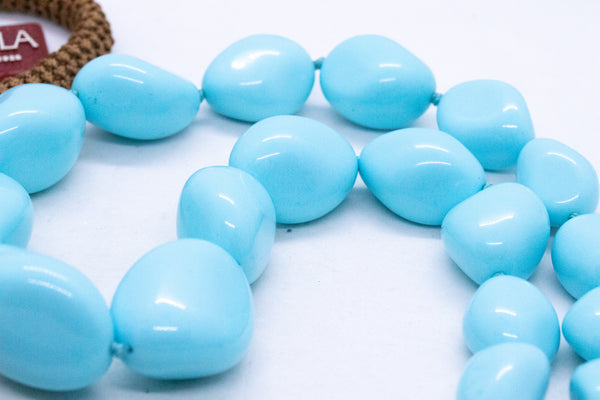 RAJOLA ITALY BLUE TURQUOISE GEMSTONES GRADUATED NECKLACE