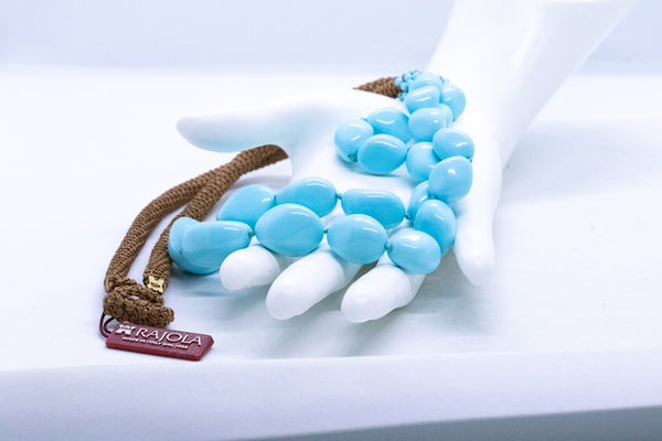 RAJOLA ITALY BLUE TURQUOISE GEMSTONES GRADUATED NECKLACE