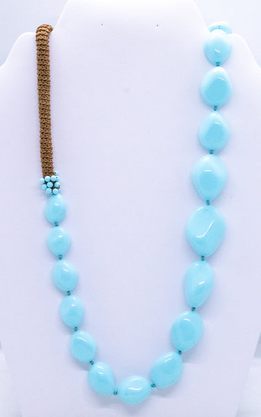 RAJOLA ITALY BLUE TURQUOISE GEMSTONES GRADUATED NECKLACE