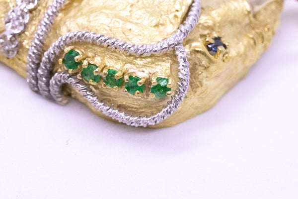 MASSIVE 18 KT GOLD SAUTOIR WITH A JEWELED ELEPHANT PENDANT