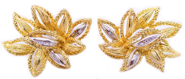 MID CENTURY ITALIAN 18 KT GOLD EARRINGS WITH DIAMONDS