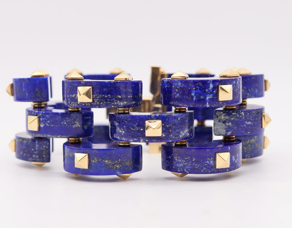 Aletto Brothers Sculptural Bracelet In 18Kt Yellow Gold With Carved Lapis Lazuli