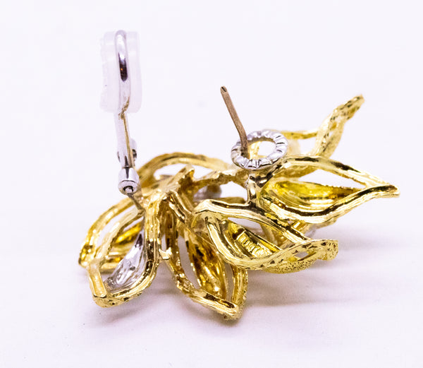 MID CENTURY ITALIAN 18 KT GOLD EARRINGS WITH DIAMONDS