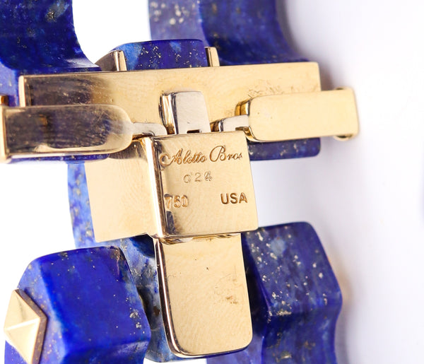 Aletto Brothers Sculptural Bracelet In 18Kt Yellow Gold With Carved Lapis Lazuli