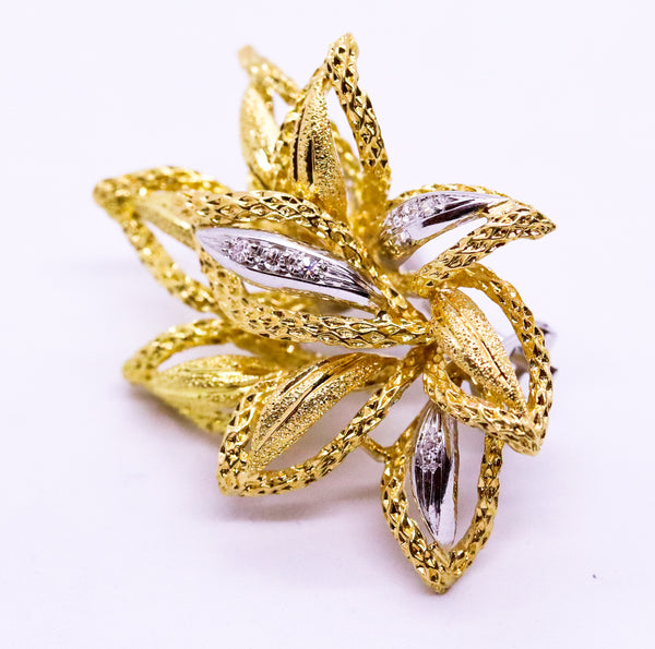 MID CENTURY ITALIAN 18 KT GOLD EARRINGS WITH DIAMONDS