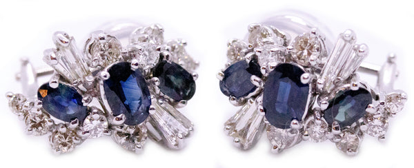 SAPPHIRE AND DIAMONDS CLASSICAL 18 KT GOLD EARRINGS